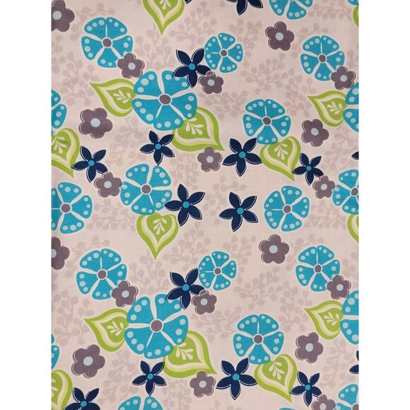 Blue Grey Floral Cotton Fabric 2 Yards New Sewing Quilting - Picture 1 of 3